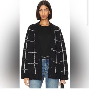 NEW ANINE BING Kurt Cardigan in Black & White Plaid